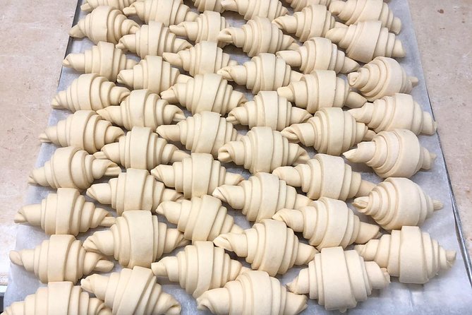 Award-Winning Paris French Bakery Experience — Le Marais, 4th Arr - Inside the backroom: baguettes, croissants, and pain au chocolat