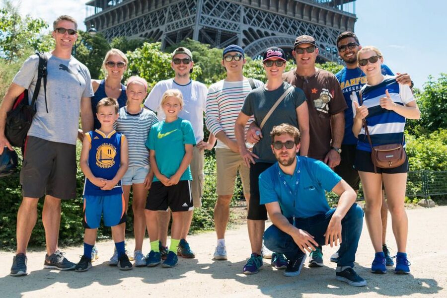 Best of Paris Bike Tour - Finding the bright blue bike at Saint-Michel