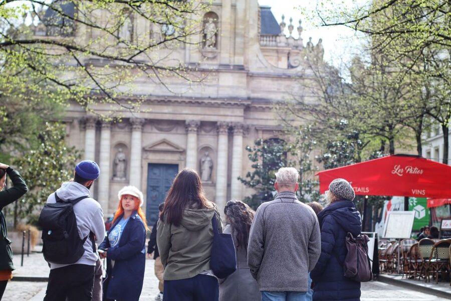 Paris: Emily Inspired Walking Tour - Place Saint Michel and the band-performance filming moment