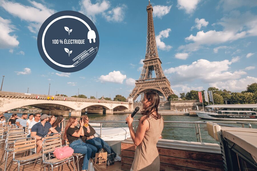 Paris: Live Guided Cruise with Crepe and Soft Drink - Where to meet: Port de Suffren and the Vedettes de Paris flags