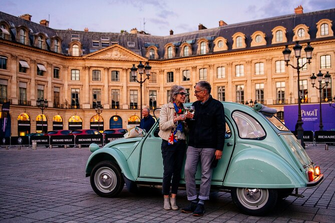 Tour of Paris and Montmartre in 2CV period with Champagne - Stop 1: Eiffel Tower From the Sunroof Photo Moment
