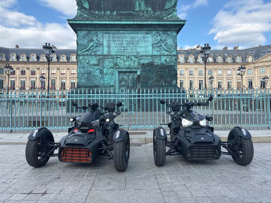 Tour of Paris in a 3-wheel Can-Am Ryker – The exclusive experience in Paris - Arc de Triomphe and Invalides: Fast Photo Windows With Big Payoff